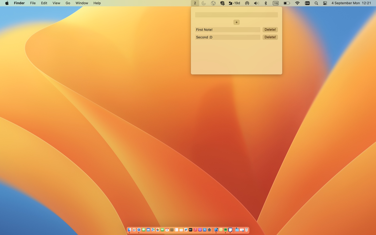 QuickyNote running in the macOS menu bar